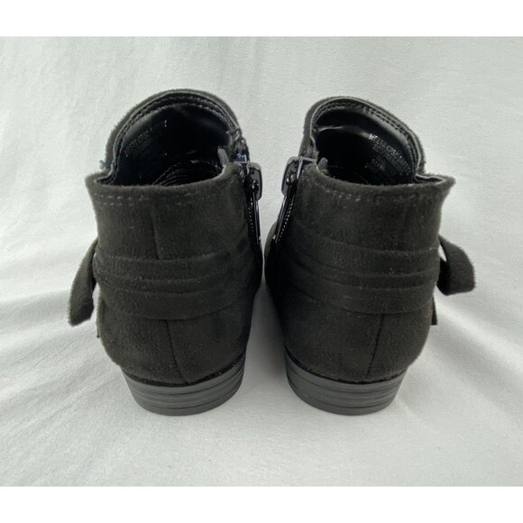 UNR8AD Boots Toddler Girl 5.5 Black Suede Ankle Booties Bow Detail Fall MINT! - Picture 5 of 9